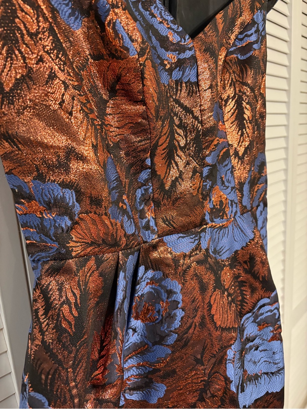 ASOS Copper and Blue Floral Brocade Mini Dress - Picture 2 of 5